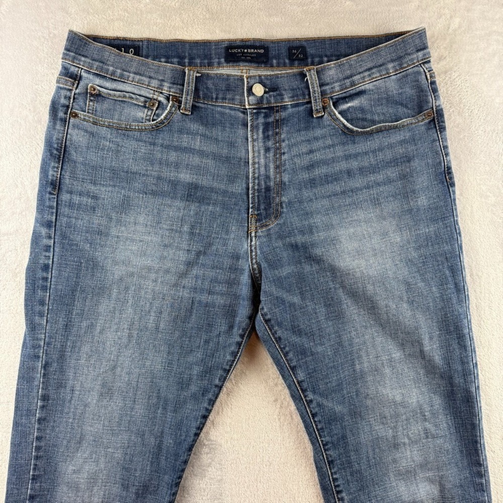 Lucky Brand Jeans Men 36x32 Blue 410 Athletic Straight Stretch Dark Wash Denim